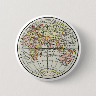 Eastern Hemisphere Map Globe Travel Art Pinback Button