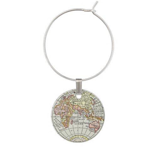 Eastern Hemisphere Map Globe Travel Art Wine Charm