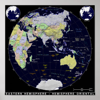 Eastern Hemisphere Map Poster