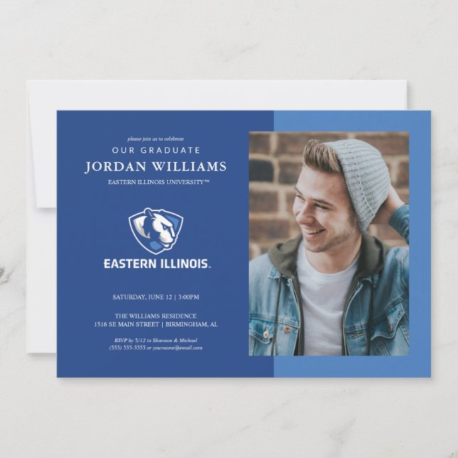 Eastern Illinois Panthers Head and Wordmark Logo Announcement (Front)