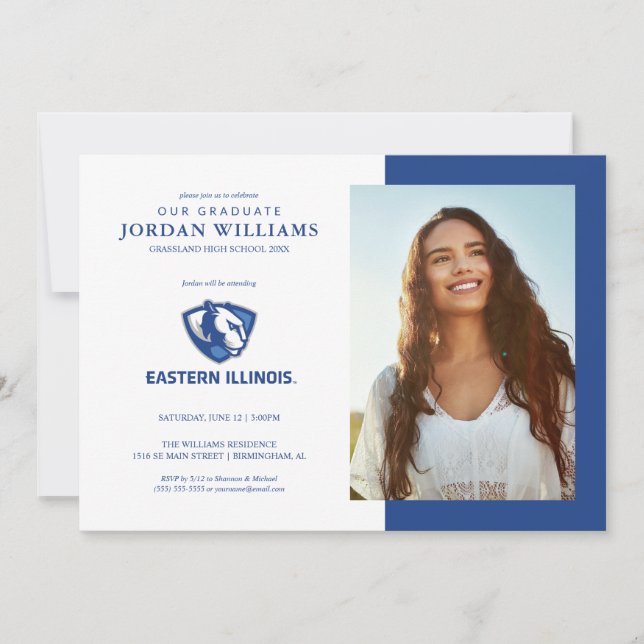 Eastern Illinois Panthers Head and Wordmark Logo Announcement (Front)