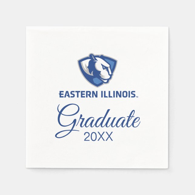 Eastern Illinois Panthers Head and Wordmark Logo Napkins (Front)