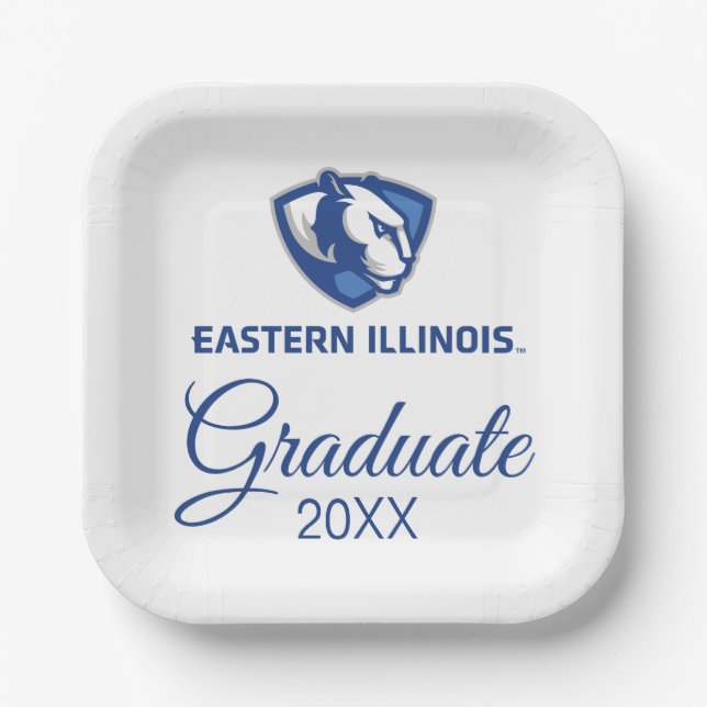 Eastern Illinois Panthers Head and Wordmark Logo Paper Plates (Front)