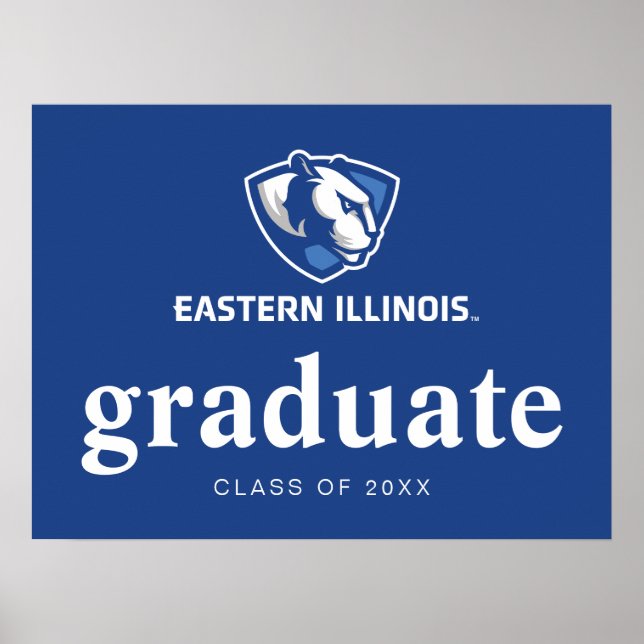 Eastern Illinois Panthers Head and Wordmark Logo Poster (Front)