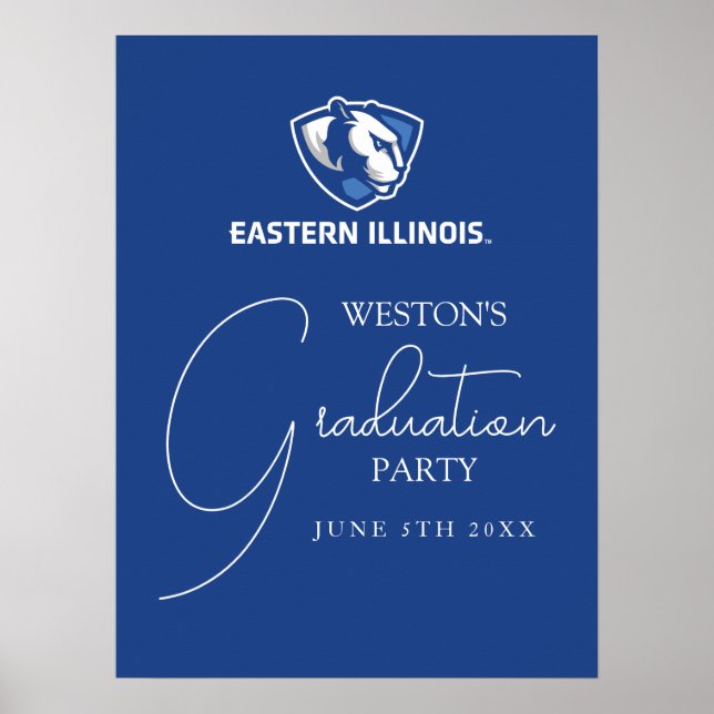 Eastern Illinois Panthers Head and Wordmark Logo Poster (Front)