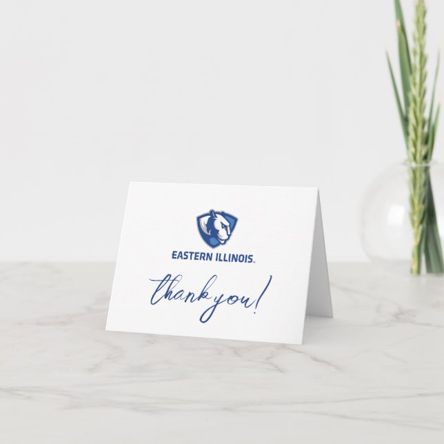 Eastern Illinois Panthers Head and Wordmark Logo Thank You Card (Front)
