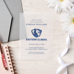 Eastern Illinois Panthers Head and Wordmark Logo Vellum Invitations