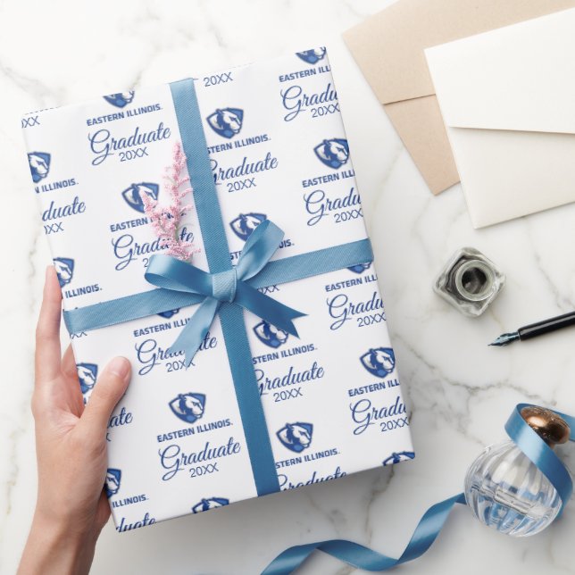 Eastern Illinois Panthers Head and Wordmark Logo Wrapping Paper (Gifting)