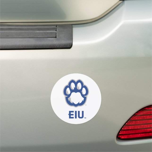 Eastern Illinois Panthers Paw Print & EIU Car Magnet (In Situ)