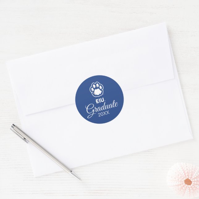 Eastern Illinois Panthers Paw Print & EIU Classic Round Sticker (Envelope)