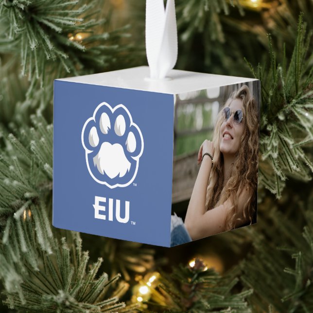 Eastern Illinois Panthers Paw Print & EIU Cube Ornament (Tree)