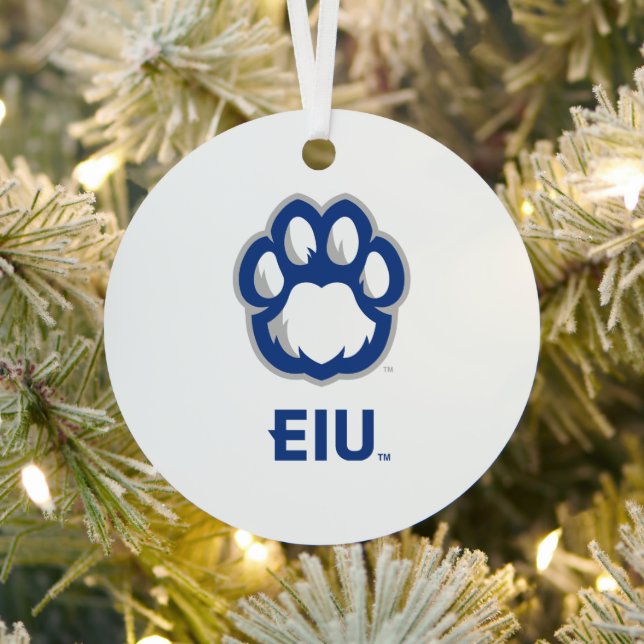 Eastern Illinois Panthers Paw Print & EIU Metal Ornament (Insitu)