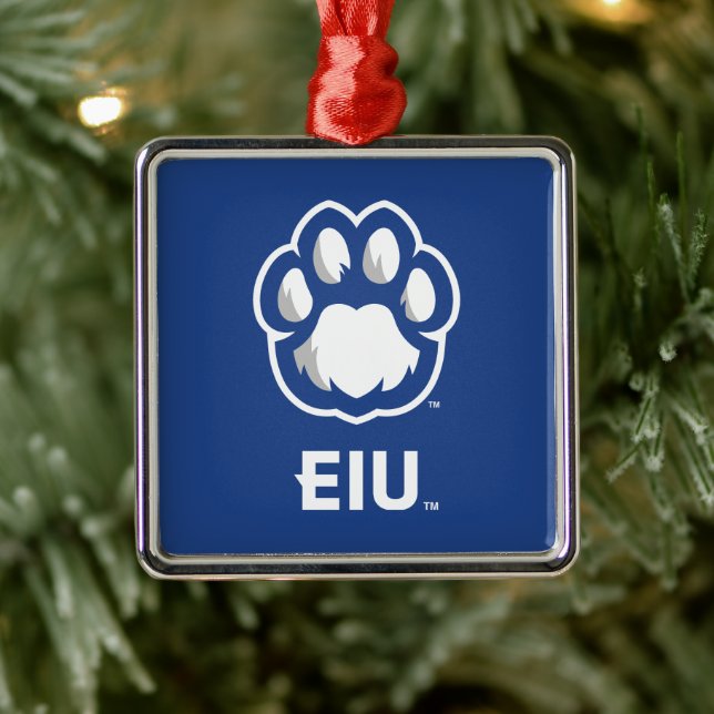 Eastern Illinois Panthers Paw Print & EIU Metal Ornament (Tree)