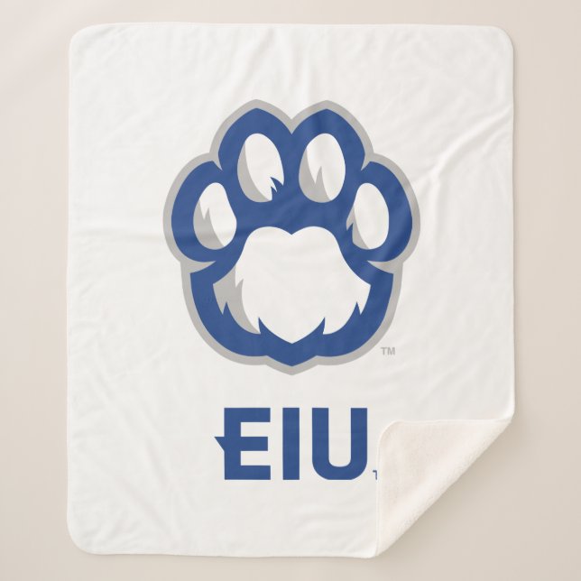 Eastern Illinois Panthers Paw Print & EIU Sherpa Blanket (Front)