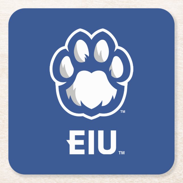 Eastern Illinois Panthers Paw Print & EIU Square Paper Coaster (Front)