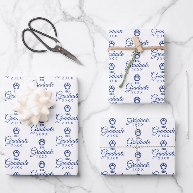 Eastern Illinois Panthers Paw Print & EIU Wrapping Paper Sheets (Front)