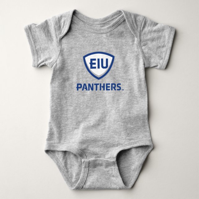 Eastern Illinois Panthers Shield & Wordmark Logo Baby Bodysuit (Front)