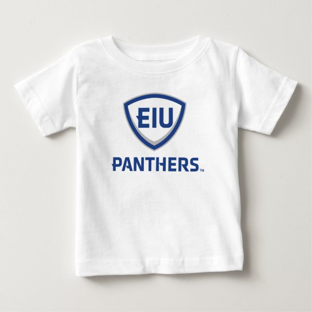 Eastern Illinois Panthers Shield & Wordmark Logo Baby T-Shirt (Front)