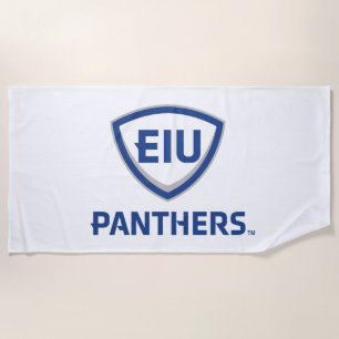 Eastern Illinois Panthers Shield & Wordmark Logo Beach Towel