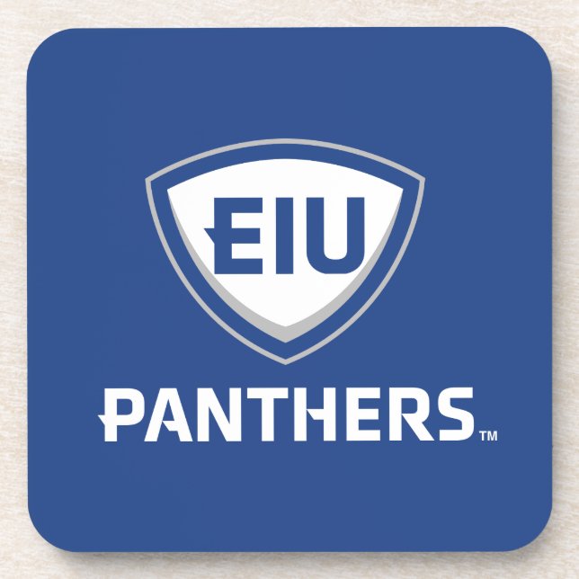 Eastern Illinois Panthers Shield & Wordmark Logo Beverage Coaster (Front)