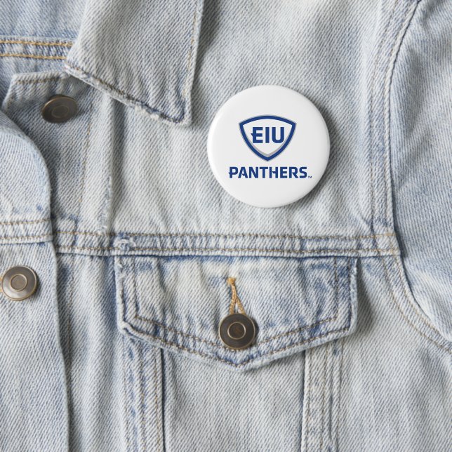 Eastern Illinois Panthers Shield & Wordmark Logo Button (In Situ)
