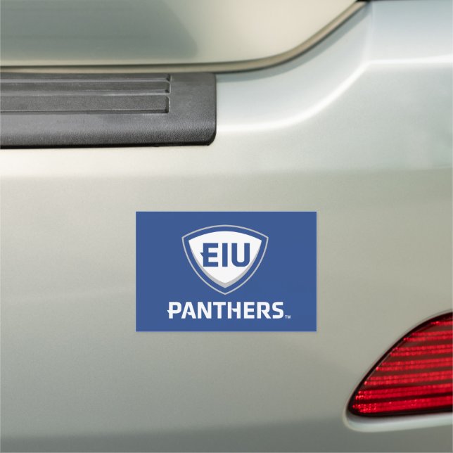 Eastern Illinois Panthers Shield & Wordmark Logo Car Magnet (In Situ)
