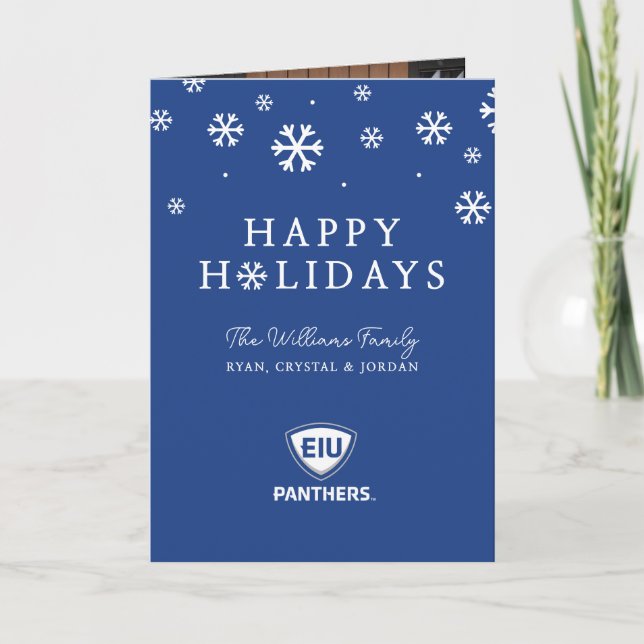 Eastern Illinois Panthers Shield & Wordmark Logo Holiday Card (Front)