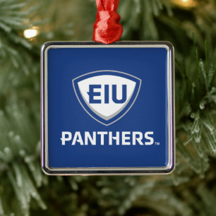 Eastern Illinois Panthers Shield & Wordmark Logo Metal Ornament