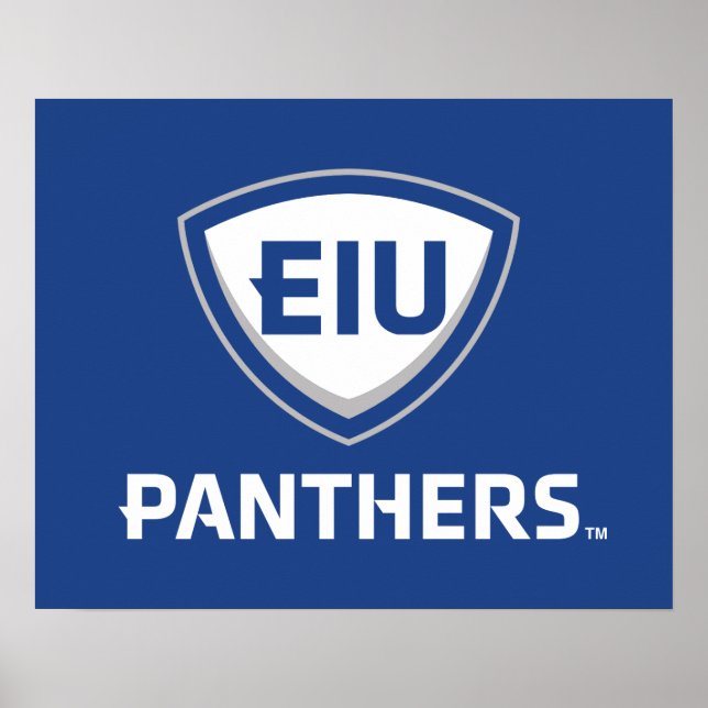 Eastern Illinois Panthers Shield & Wordmark Logo Poster (Front)