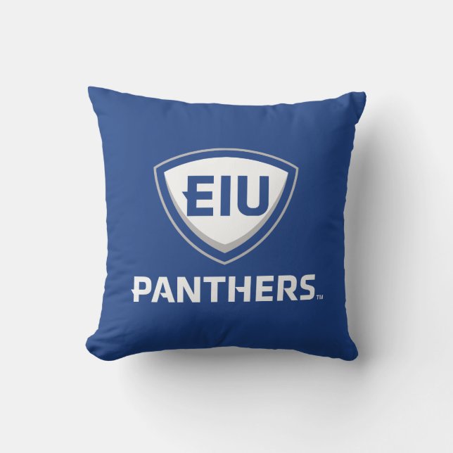 Eastern Illinois Panthers Shield & Wordmark Logo Throw Pillow (Front)