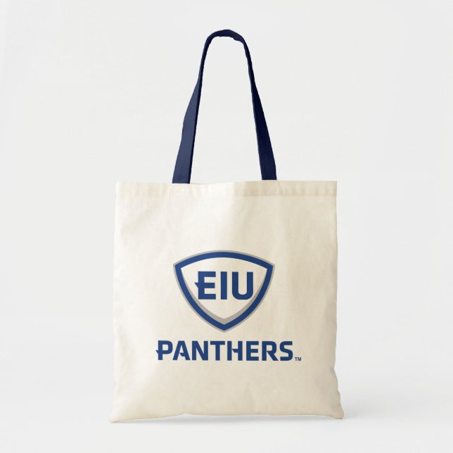 Eastern Illinois Panthers Shield & Wordmark Logo Tote Bag (Front)