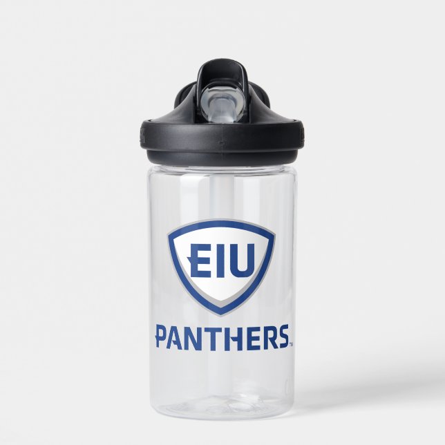 Eastern Illinois Panthers Shield & Wordmark Logo Water Bottle (Front)