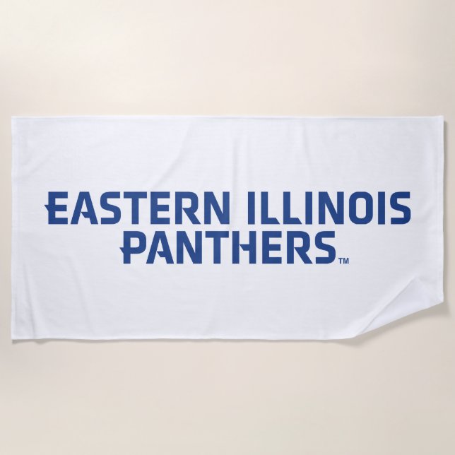 Eastern Illinois Panthers Text Logo Beach Towel (Front)