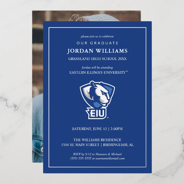 Eastern Illinois University Panthers Logo Foil Invitation (Front/Back)