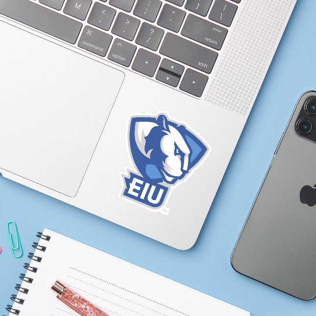 Eastern Illinois University Panthers Logo Sticker (Laptop w/ iPhone)