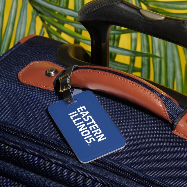 Eastern Illinois University Wordmark Logo Luggage Tag (Front Insitu 1)