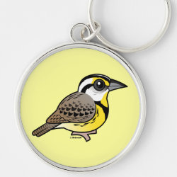 Eastern Meadowlark (perched) Premium Round Keychain