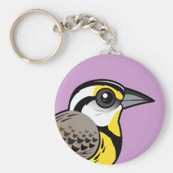 Eastern Meadowlark (perched) Basic Button Keychain