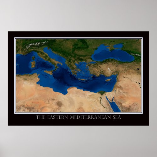 Eastern Mediterranean Satellite Poster Map