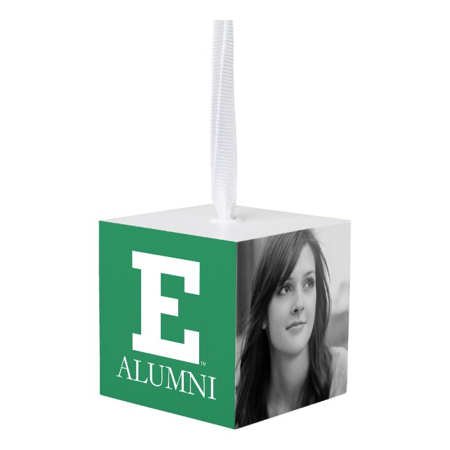 Eastern Michigan Alumni Cube Ornament (Back Angled)