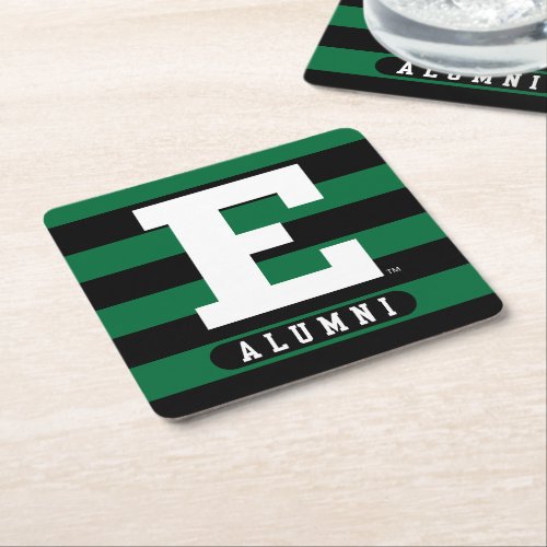 Eastern Michigan Alumni Stripes Square Paper Coaster