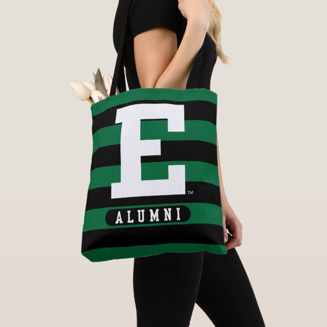 Eastern Michigan Alumni Stripes Tote Bag (Close Up)