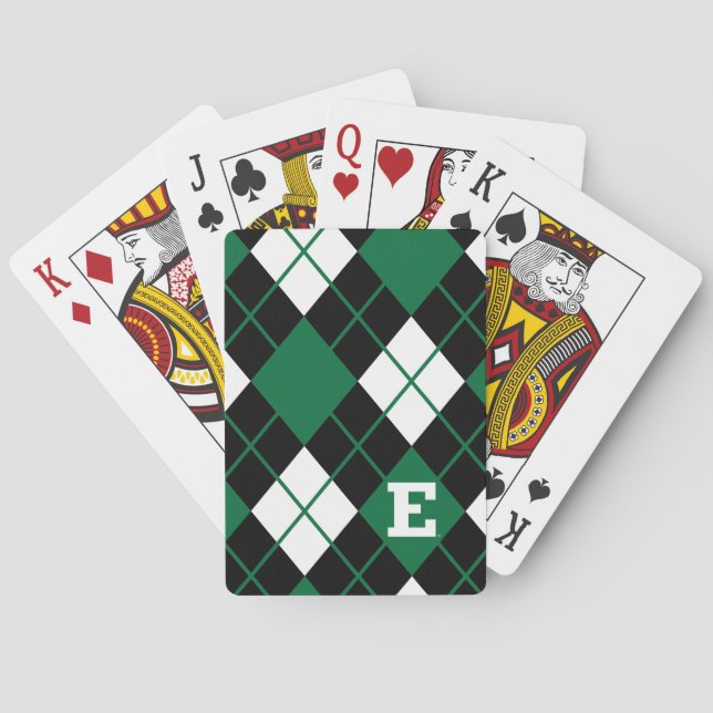 Eastern Michigan Argyle Pattern Poker Cards (Back)