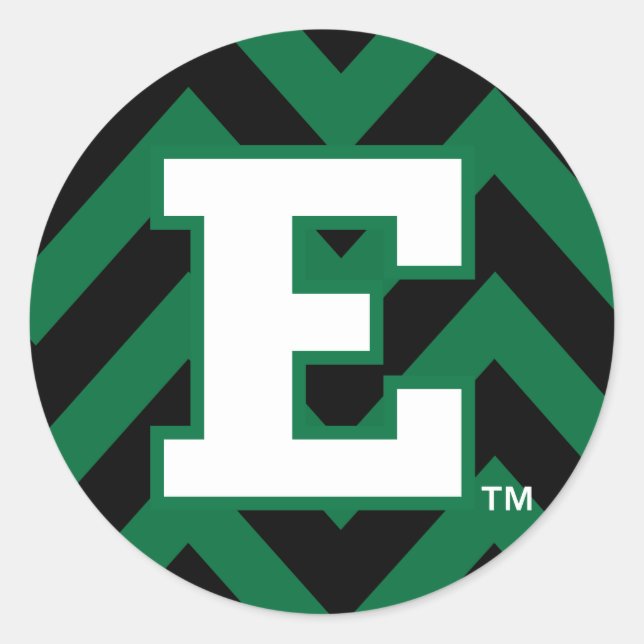 Eastern Michigan Chevron Pattern Classic Round Sticker (Front)