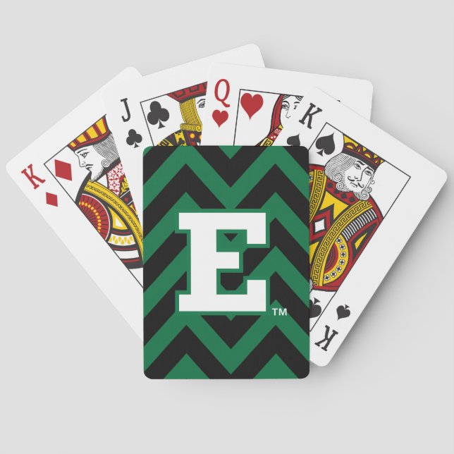 Eastern Michigan Chevron Pattern Poker Cards (Back)