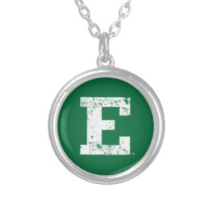 Eastern Michigan Distressed Silver Plated Necklace