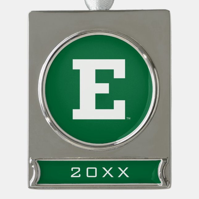 Eastern Michigan - E Logo  Silver Plated Banner Ornament (Front)