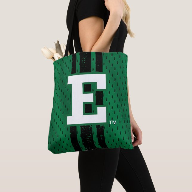 Eastern Michigan Jersey Tote Bag (Close Up)
