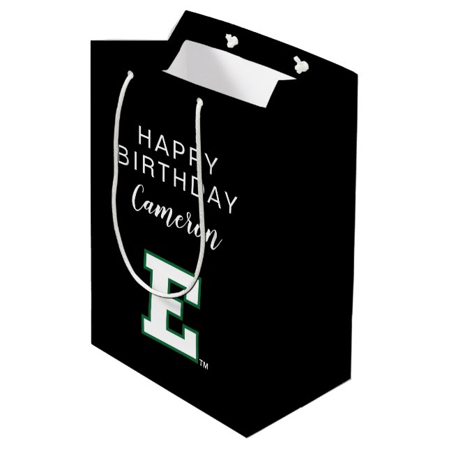 Eastern Michigan Logo Birthday Medium Gift Bag (Back Angled)