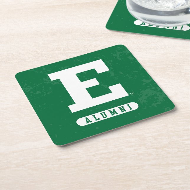 Eastern Michigan State Distressed Square Paper Coaster (Angled)